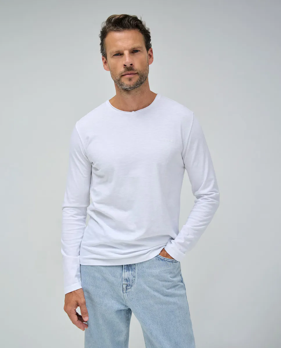 

Мужская однотонная футболка с длинным рукавом Salsa Jeans, белый