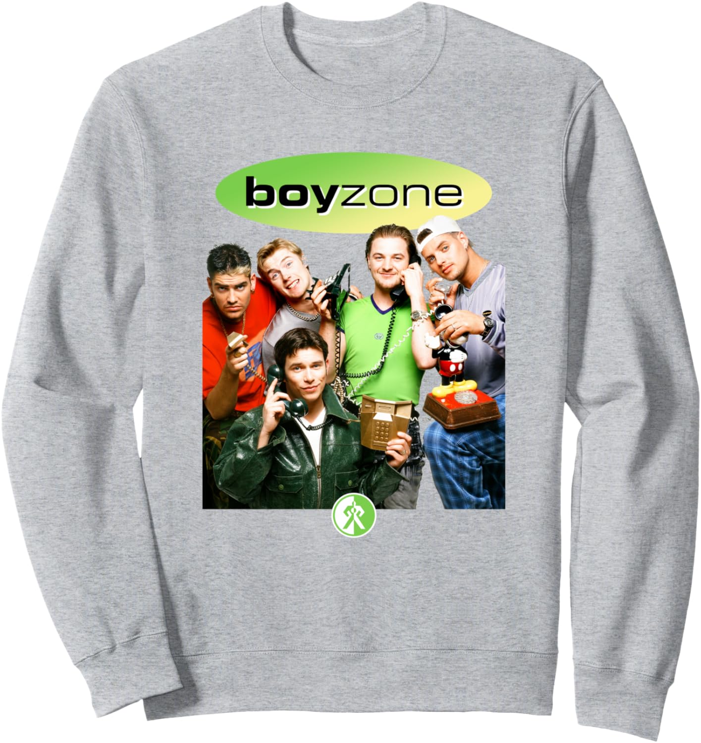 

Официальная зеленая ретро-толстовка Boyzone в стиле 90-х, серая, Зеленый, Официальная зеленая ретро-толстовка Boyzone в стиле 90-х, серая