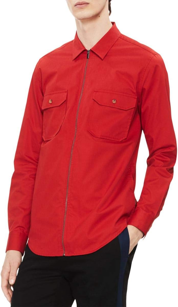 

Мужская рубашка Calvin Klein с длинным рукавом и застежкой-молнией, Blood Orange