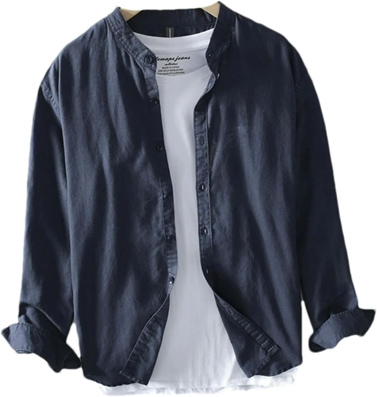 

Мужская весенне-летняя рубашка из хлопка и льна GaoLeAve