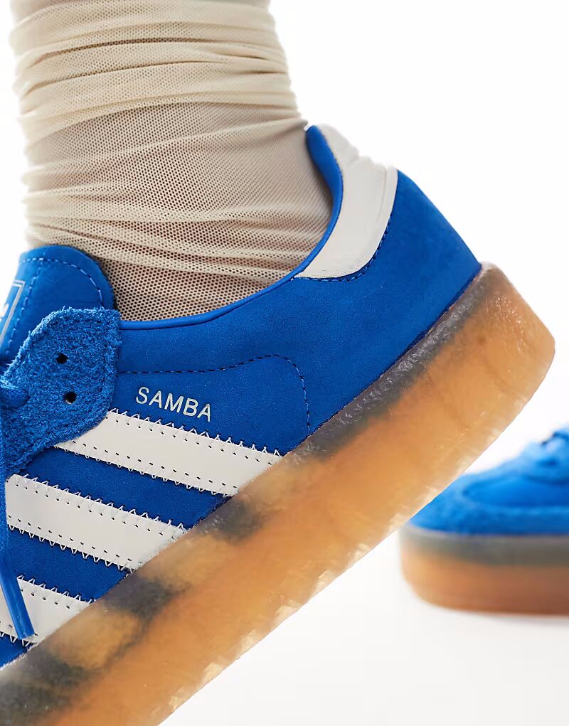 Кроссовки Adidas Originals Sambae синего и белого цвета — фото 4
