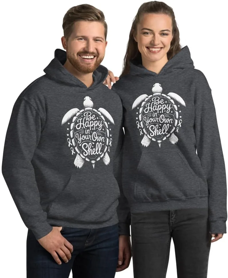 Толстовка с черепахой Be Happy In Your Own Shell, Unisex, в поддержку осведомленности об аутизме и принятия нейроразнообразия Generic, Dark Heather