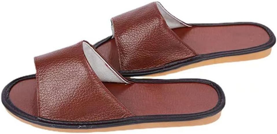 

Унисекс тапочки YCZHD из телячьей кожи, домашние тапочки с открытым носком, кожаные плоские шлепанцы, повседневная обувь для дома, спальни или офиса, кожаные семенные тапочки для пары (Размер: EU 42, Цвет: Коричневый)