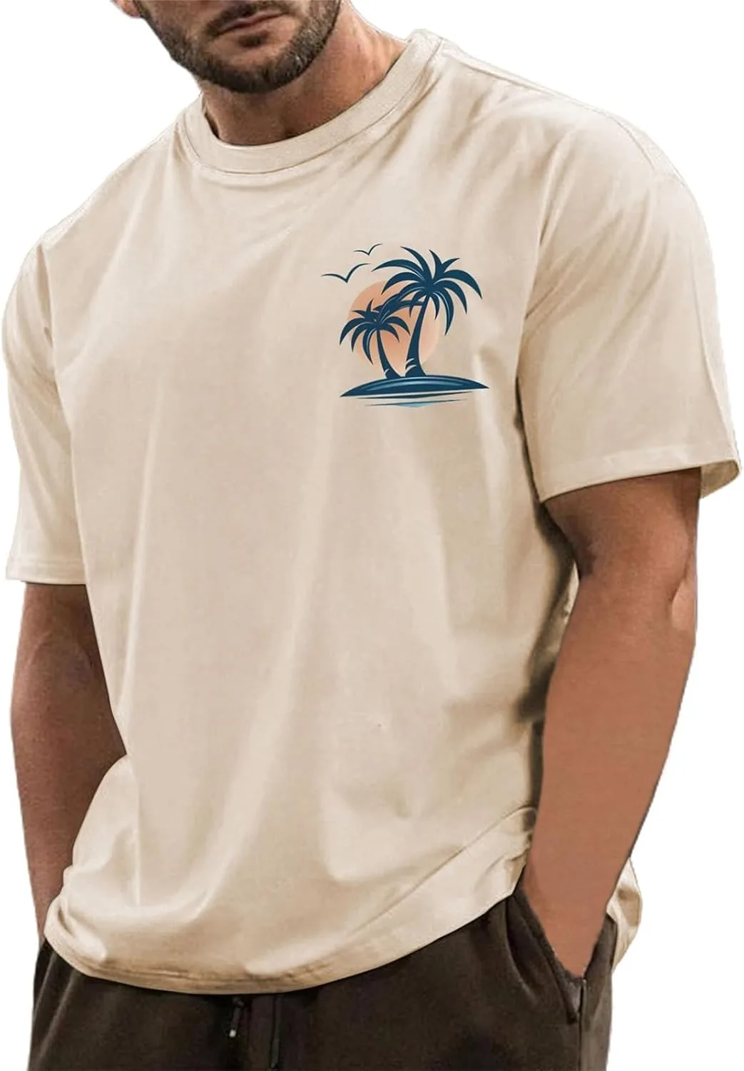 

Мужская летняя футболка с принтом пальмы для пляжа и отпуска, S-4XL RTRDE