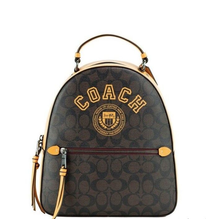 

Рюкзак Jordyn из парусины Varsity Brown Buttercup Signature с покрытием Coach