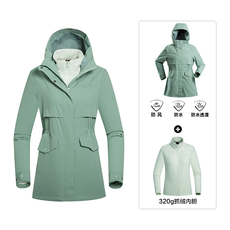 

PROFESSIONAL Waterproof, Windproof, Breathable, Water Repellent ветровка женская NORTHLAND, frost серый зеленый