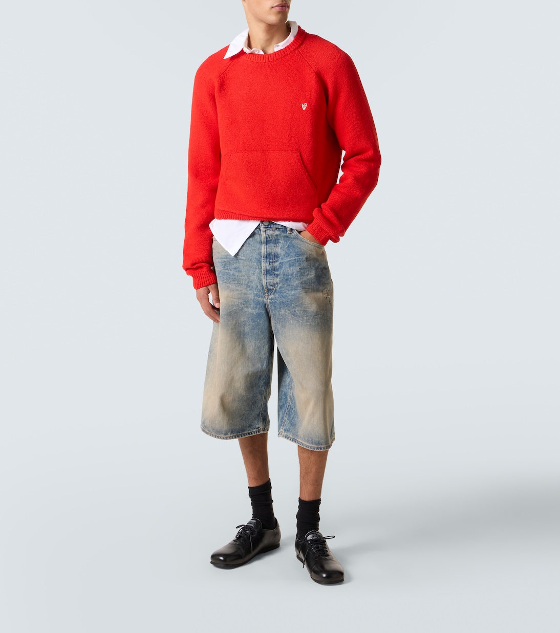 Свитер из смесовой хлопковой ткани Acne Studios, красный — фото 2