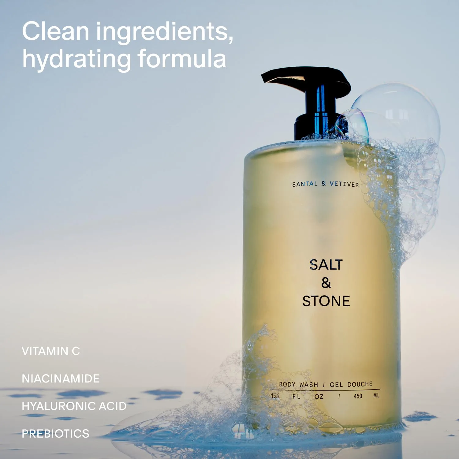 Увлажняющий гель для душа и лосьон для тела Salt & Stone | Сантал и ветивер — фото 4