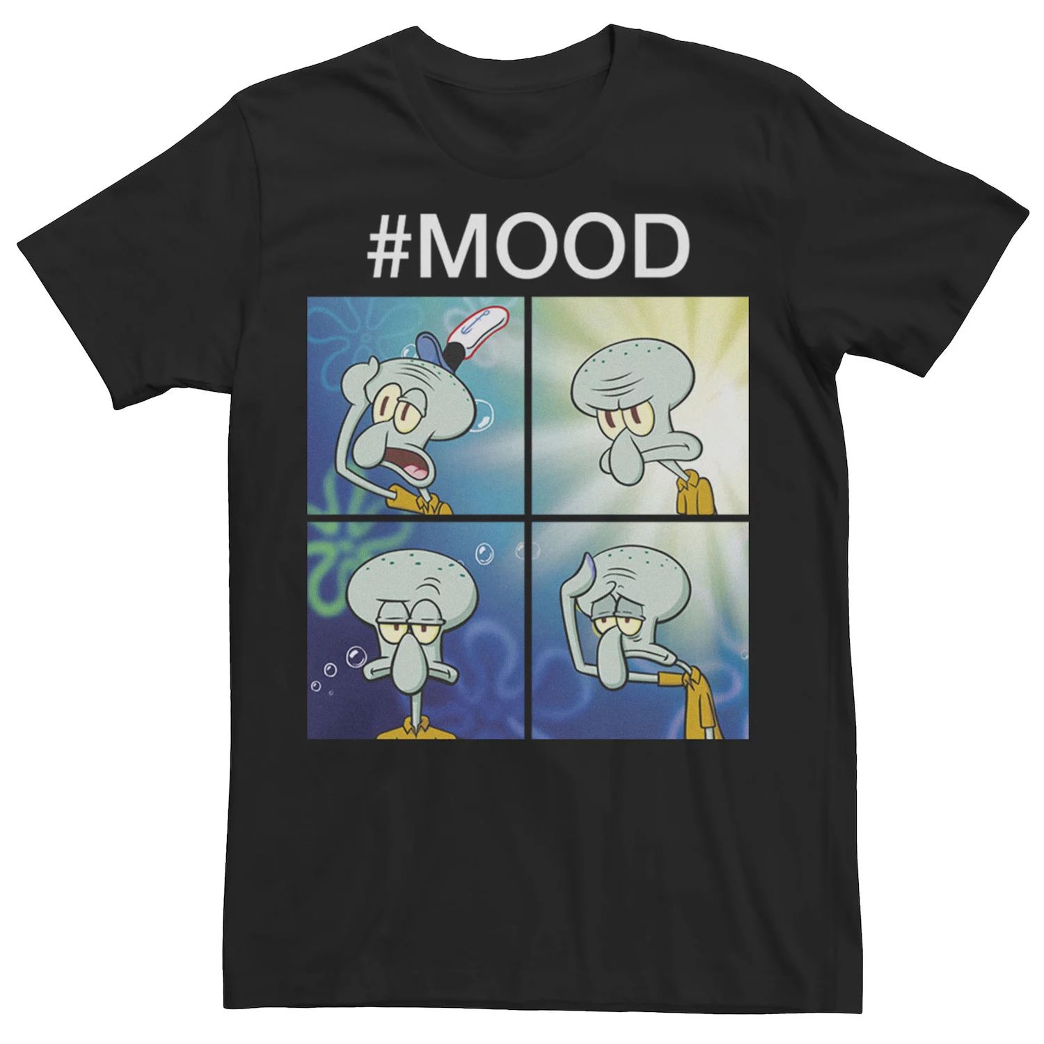 

Мужская футболка с рисунком Губка Боб Квадратные Штаны Squidward Mood Nickelodeon, черный