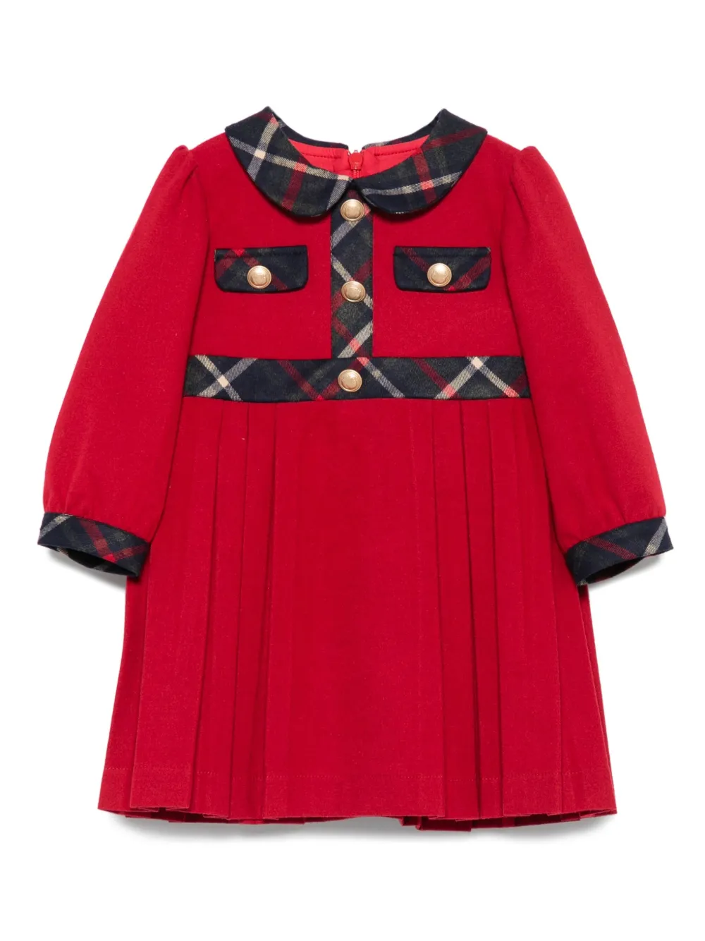 

Плиссированное платье с отделкой в клетку Patachou, красный