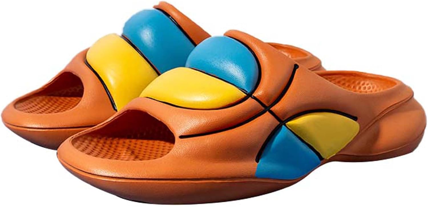 

Мужские слайды-тапочки Vtiao, с рисунком баскетбольного дизайна, для спорта в помещении и на улице, модные слайды-тапочки, с толстой подошвой, противоскользящие и износостойкие, синий/желтый/оранжевый