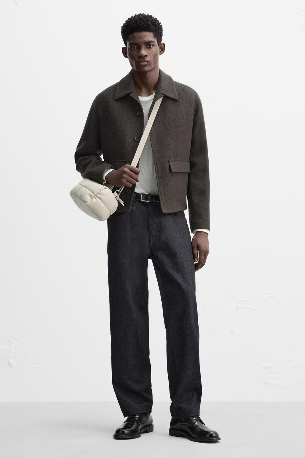 

Стеганая сумка через плечо ZARA, цвет bone white