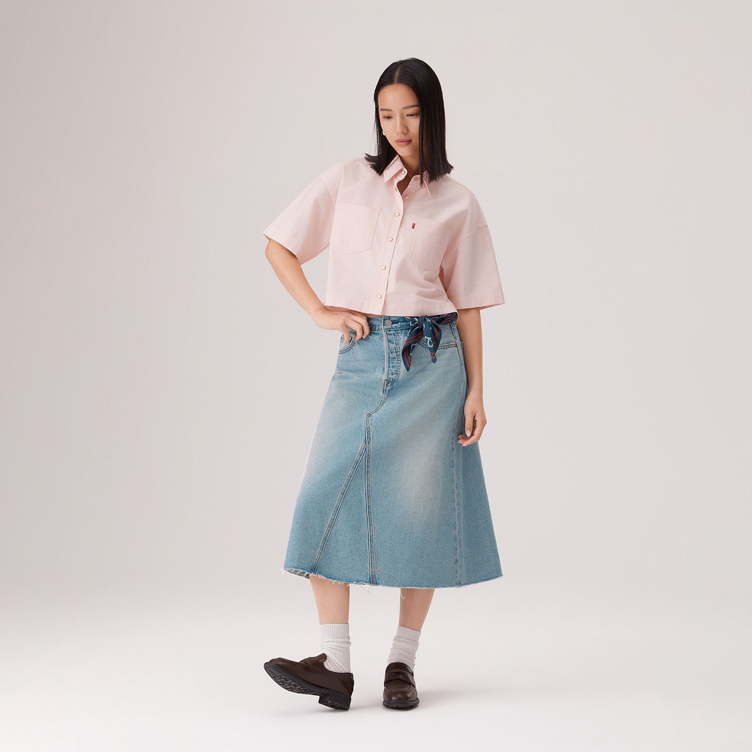 Levis Джинсовая длинная юбка Women's Light Blue Moderate — фото 4