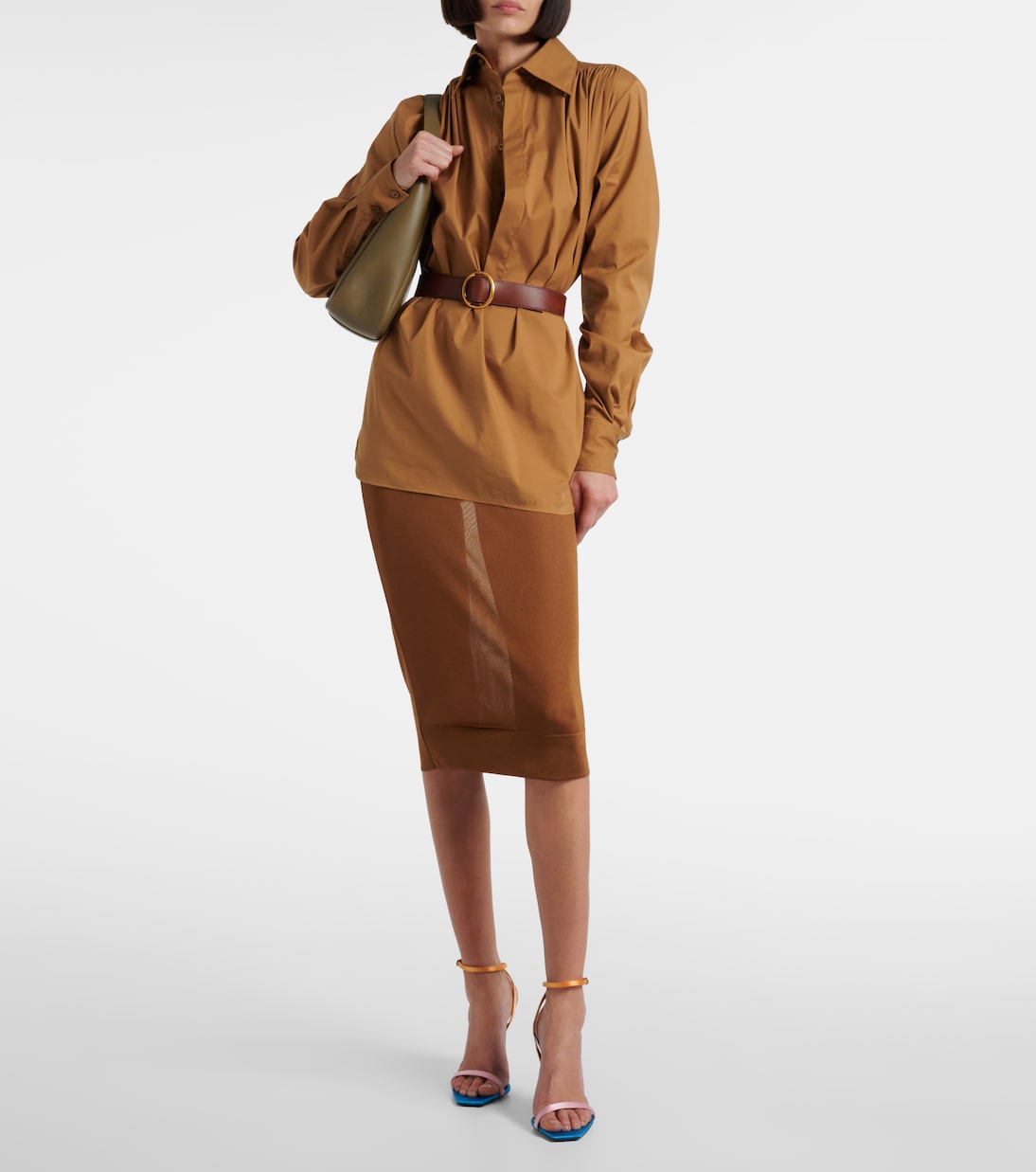 Доминик 110 сандалии из креп-сатина Saint Laurent, Pink / Salmon / Eucalyptus — фото 3