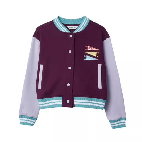 

Детская бейсбольная куртка для девочек 4-16 лет Lands' End, цвет pennant plum purple