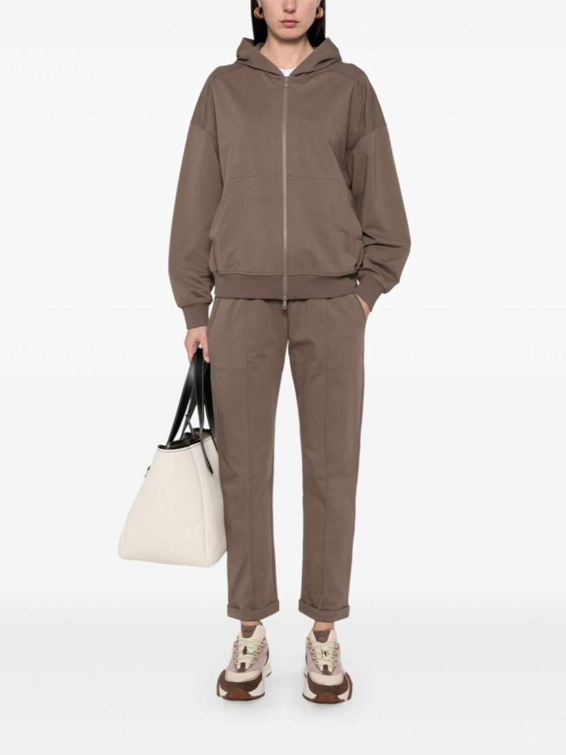 

Brunello Cucinelli худи с декором Monili, коричневый