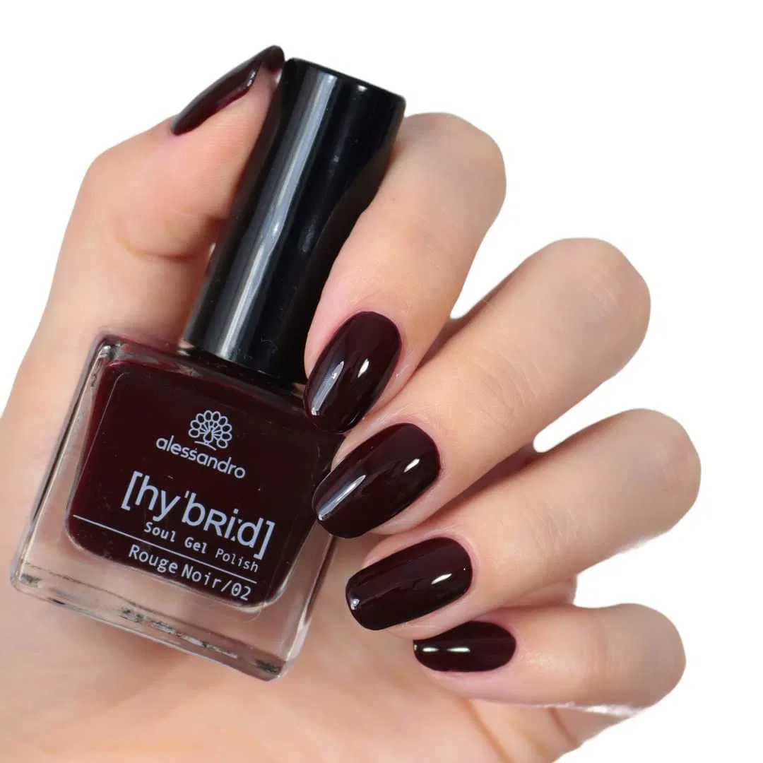 Гибридный лак для ногтей Alessandro Hybrid Paint Rouge Noir, темно-красный/черный, 8 мл Alessandro, Rouge Noir — фото 2