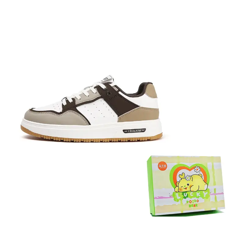 

Budding Bear Высокие, износостойкие, легкие и дышащие мужские скейтерские кеды низкие White Brown, цвет White Brown