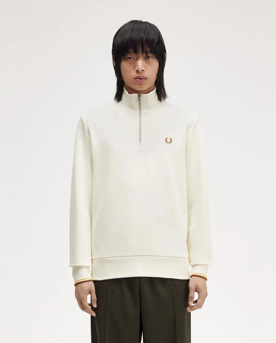 

Мужской свитшот на молнии и окантовке Fred Perry, цвет Crudo