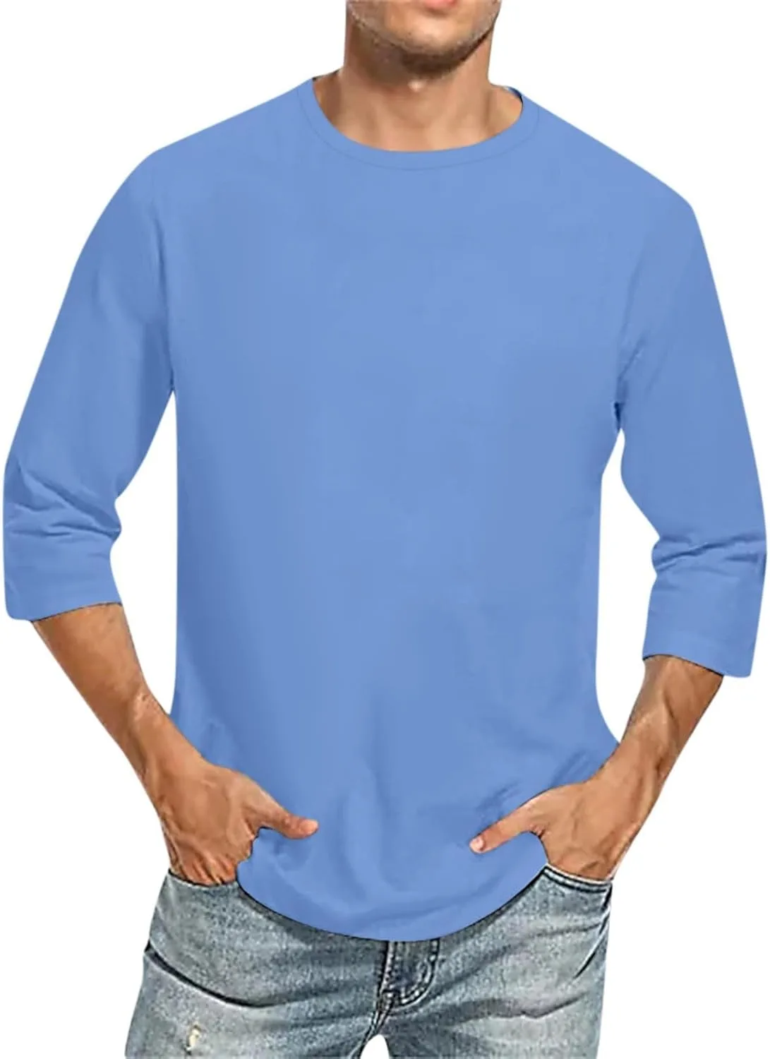 

Muscularfit Slim Fit рубашка для мужчин 3/4 рукава Crewneck летняя