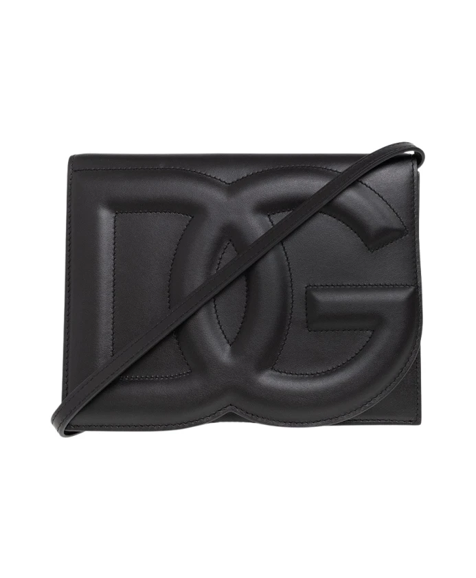

Кожаная сумка через плечо с логотипом Dolce & Gabbana, черный