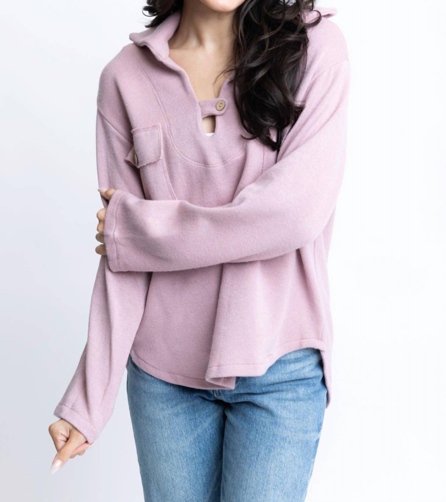 

Флисовый топ с воротником розового цвета Karlie