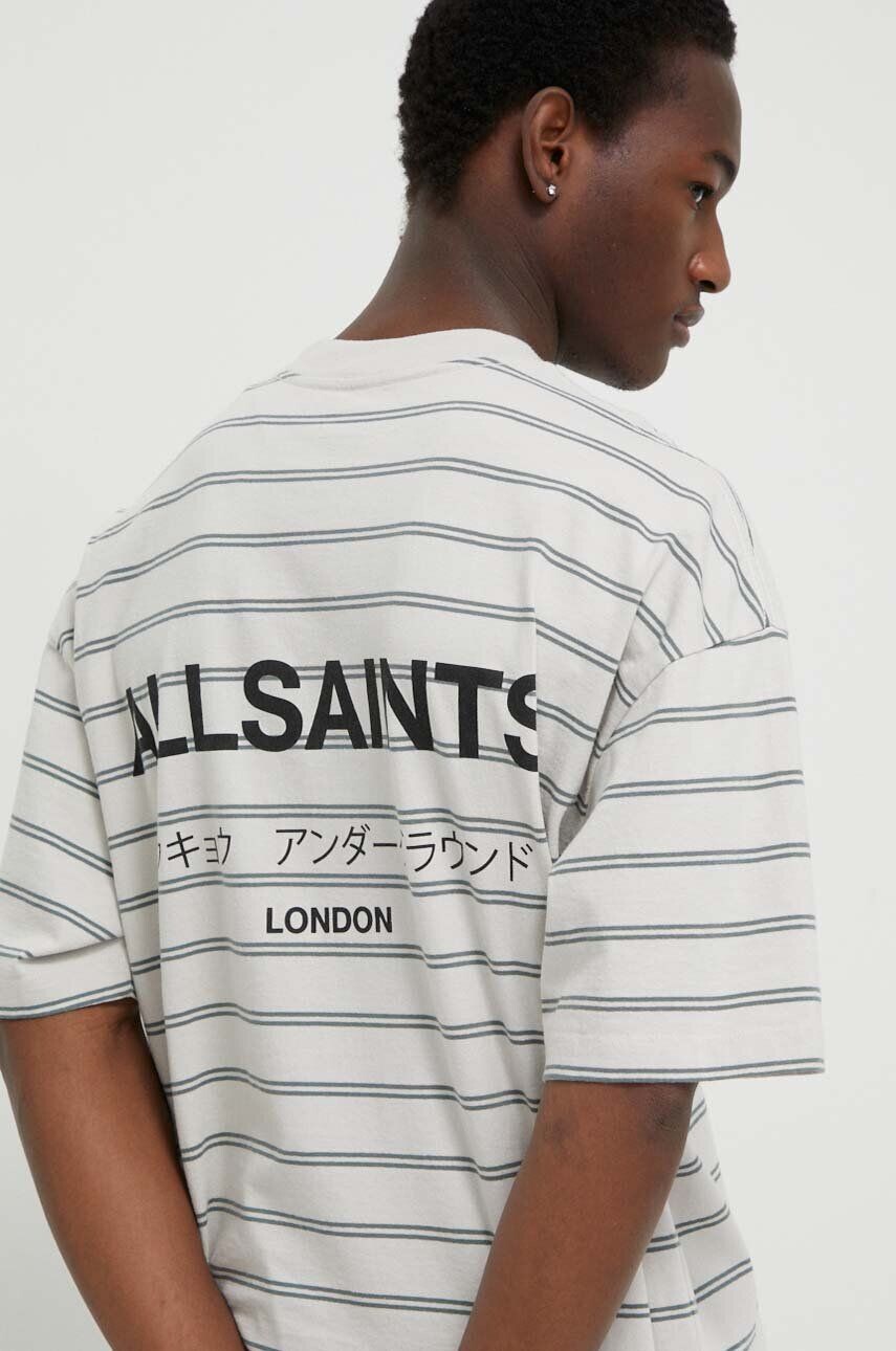 

Хлопковая футболка UNDERGROUND STRIPE S AllSaints, бежевый