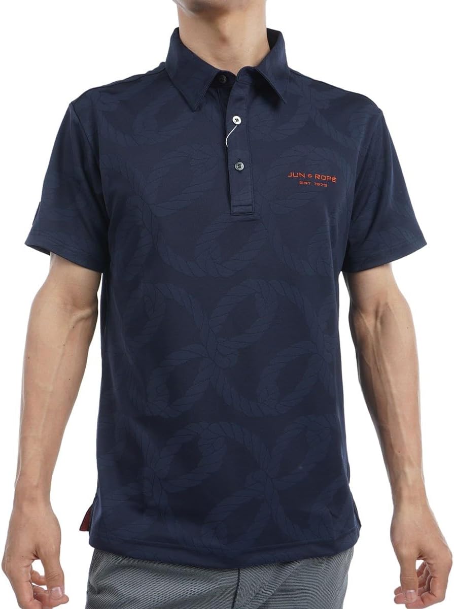 

Мужская рубашка-поло Jun & Lope, защита от УФ-излучения, впитывающая влагу, быстросохнущая, с узором в виде веревки, жаккардовая, с коротким рукавом Jun & Rope