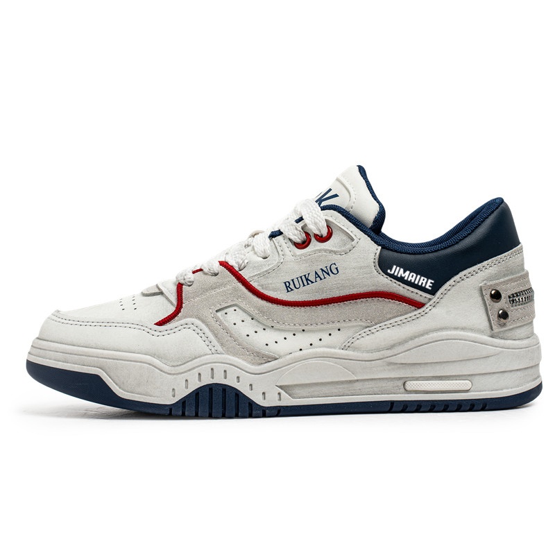 

King Jinmai Скользоустойчивые мужские скейтерские кеды низкие бело-голубые, цвет White Blue