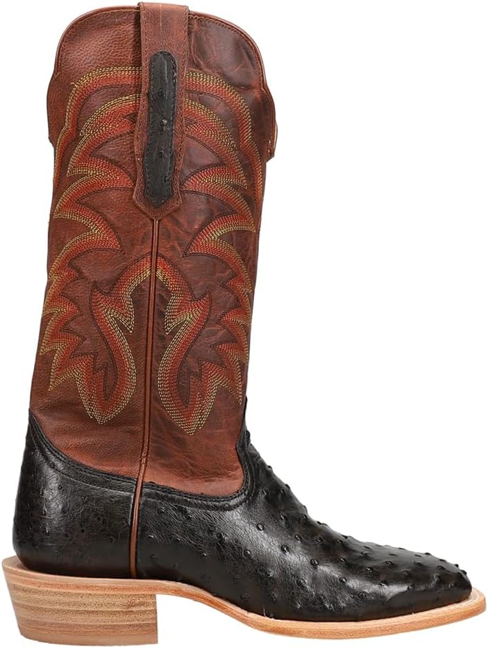 

Мужские повседневные ботинки R. Watson с полной вышивкой из кожи страуса, широкий квадратный носок, средняя голень - черные, коричневые R. Watson Boots