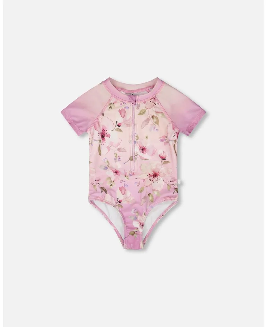 Цельный купальник для девочек Deux par Deux, фиолетовый flower print