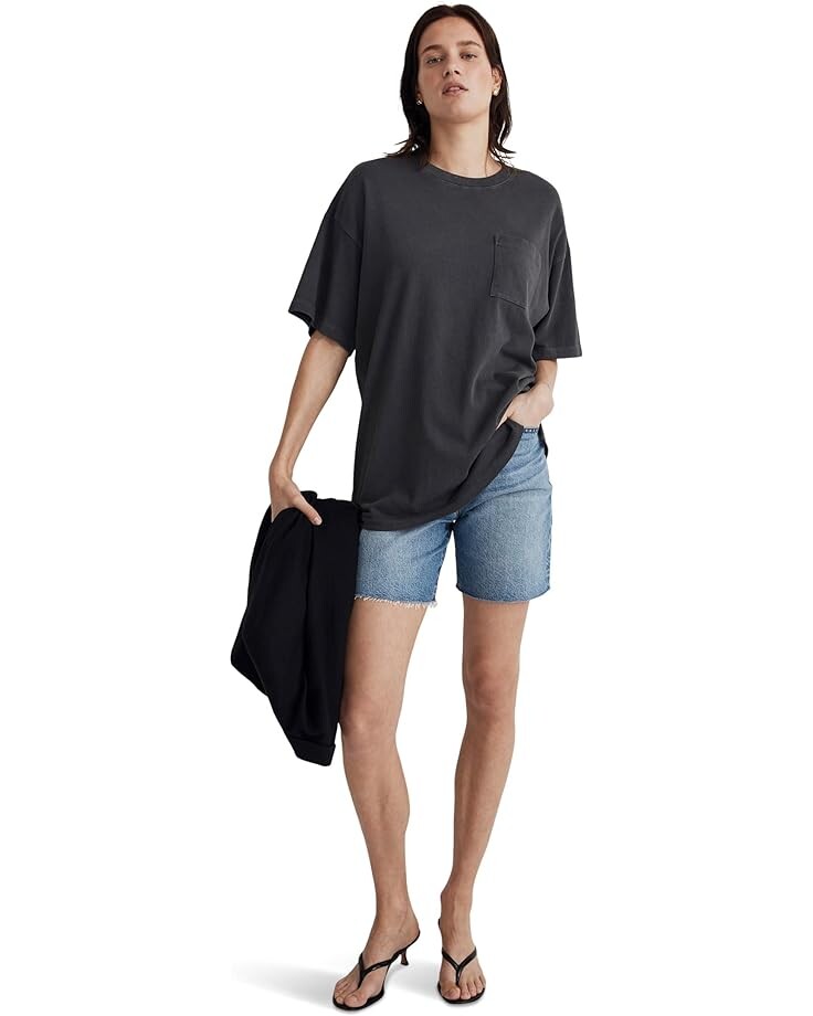 

Футболка Madewell Garment-Dyed Oversized Pocket, черный