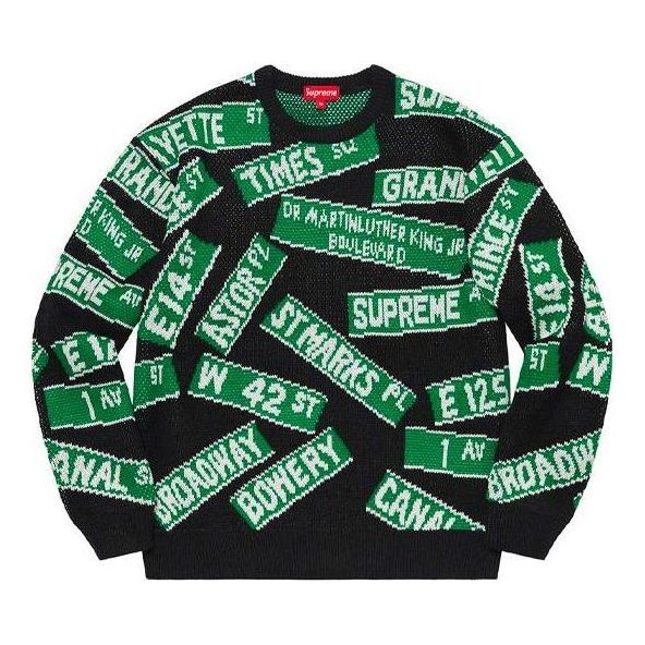 

Свитер street signs sweater 'black green' Supreme, черный