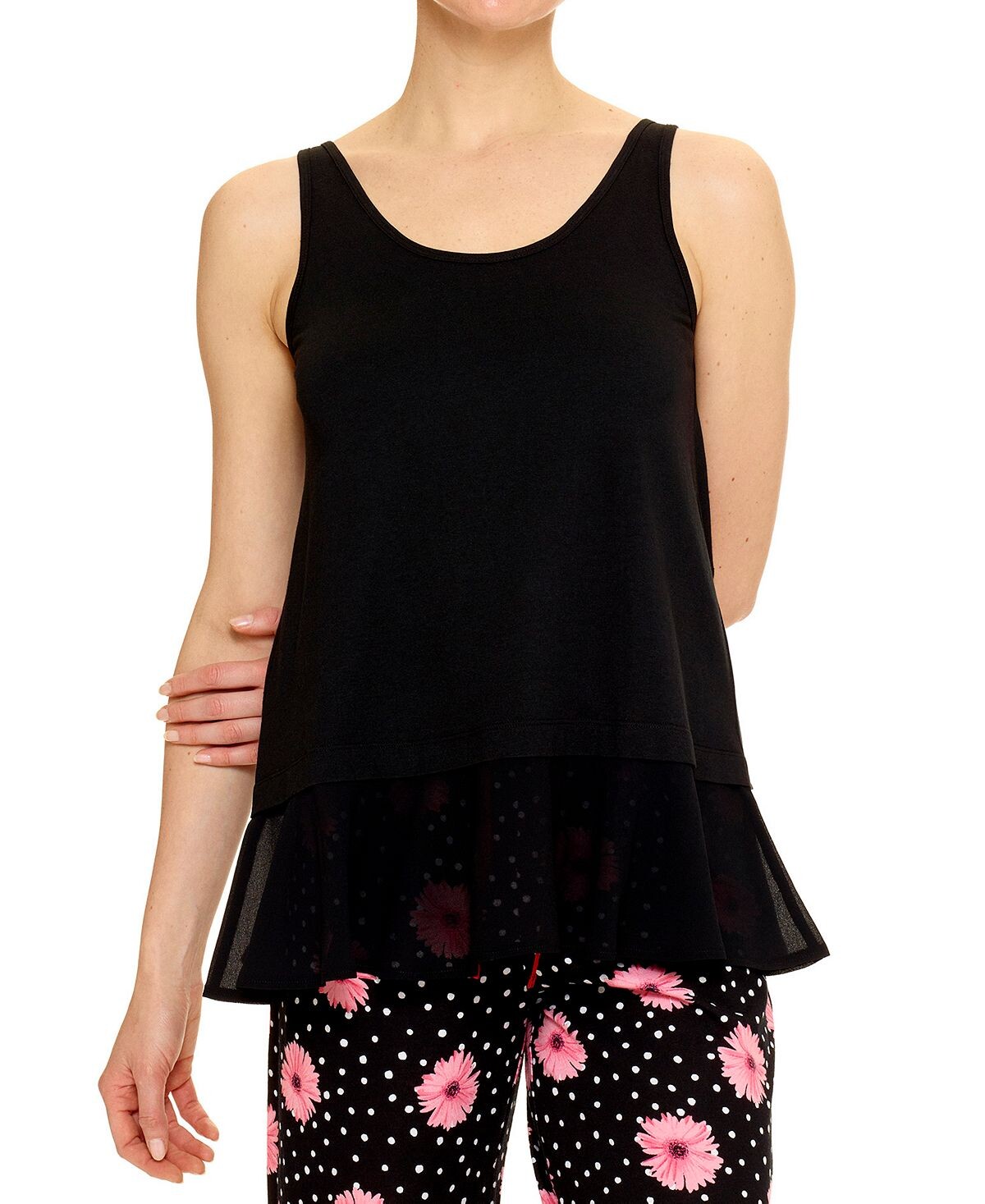 

Женская пижамная майка без рукавов с воланами Hue, черный