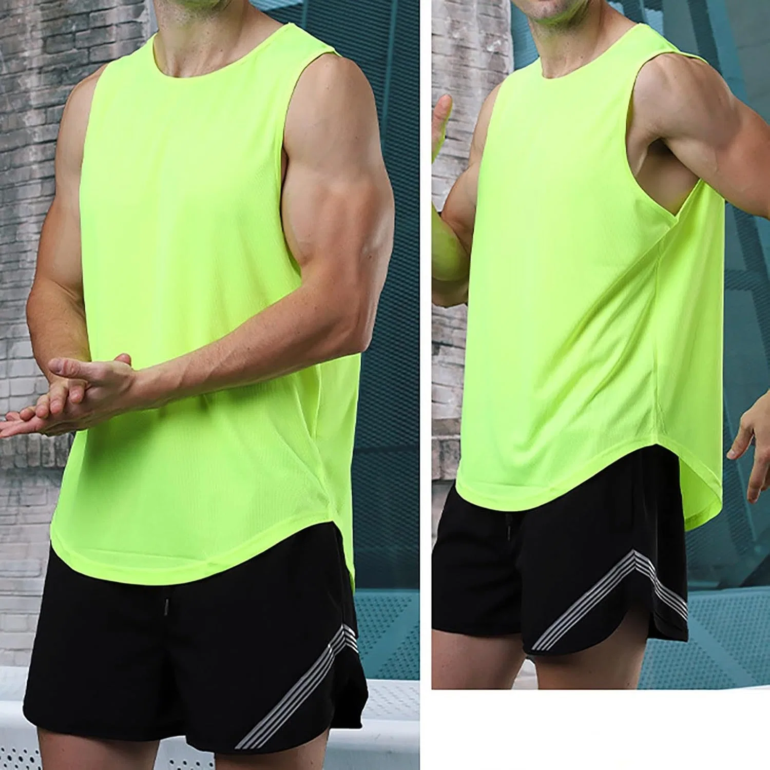 Мужской топ-борцовка без рукавов, однотонный, Generic, Mint Green — фото 2