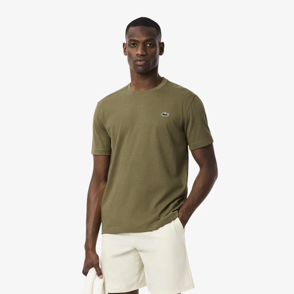 Мужская базовая тренировочная футболка цвета хаки от Lacoste