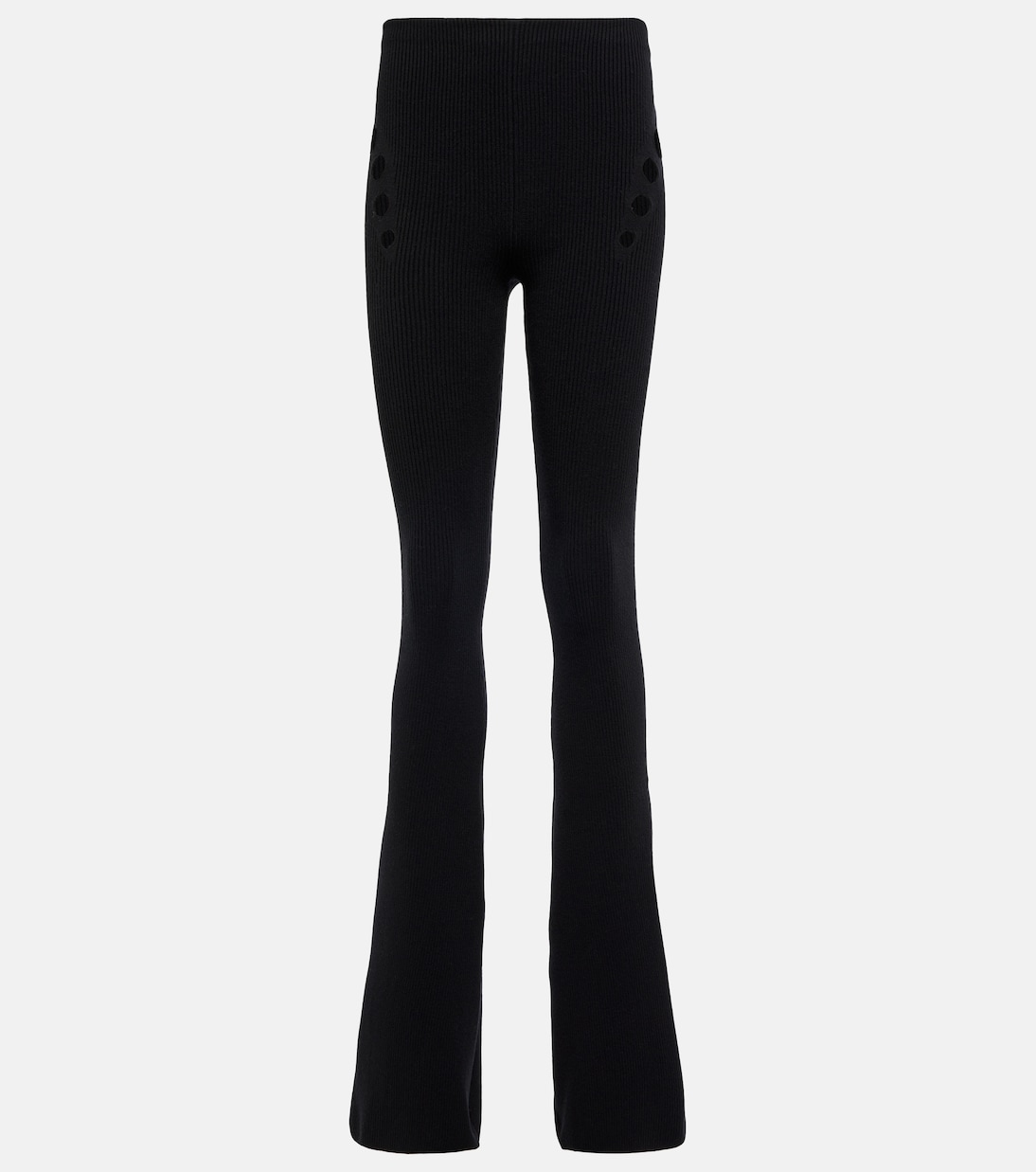 

Расклешенные шерстяные брюки с высокой талией и вырезом Jean Paul Gaultier, черный