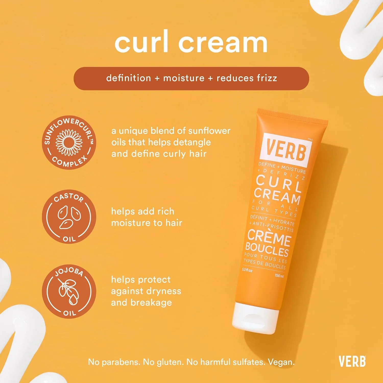 VERB Curl Cream, 5.3 oz (150 г) - легкий несмываемый крем для завивки, против пушистости, придает форму, мягкость и легкую фиксацию, веганский, без парабенов и сульфатов 150.26 г (1 шт.) — фото 4