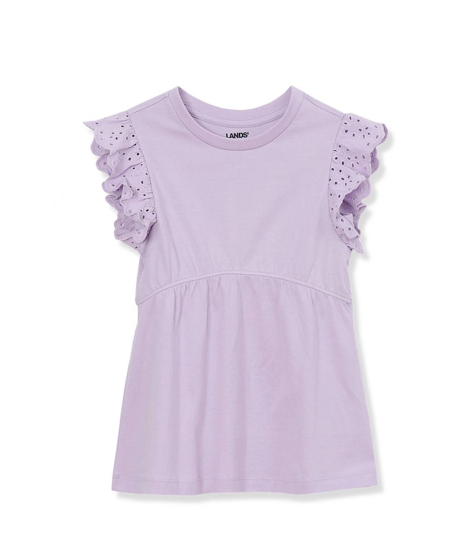 

Детский топ с коротким рукавом и баской Lands' End, Pastel lilac