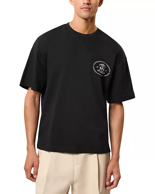 

Футболка большого размера Cuthbert Bishopsgate с принтом Reiss, черный