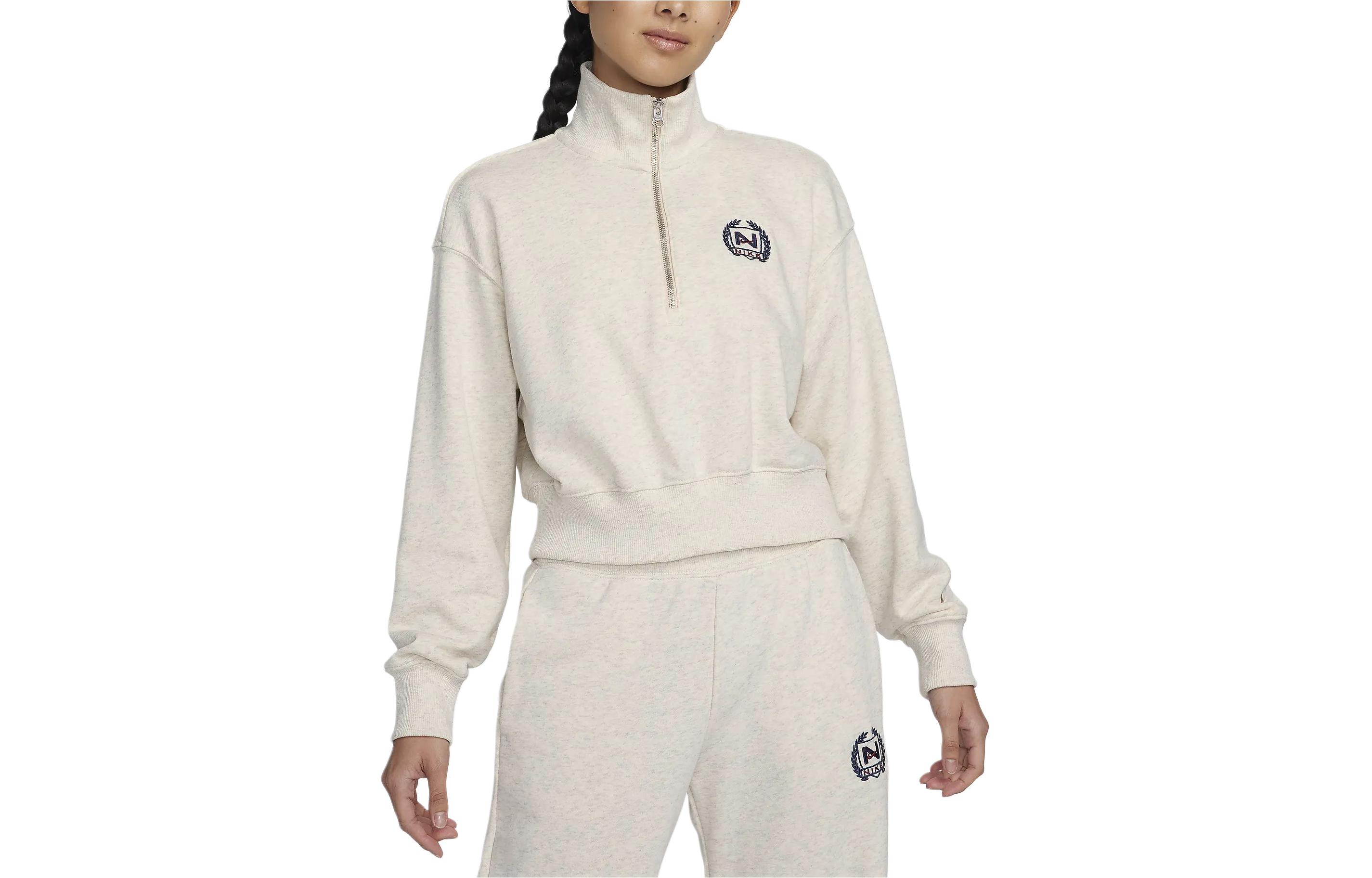 Свитшот Women's Oat Stand Collar Moderate Regular Nike, oat — фото 3