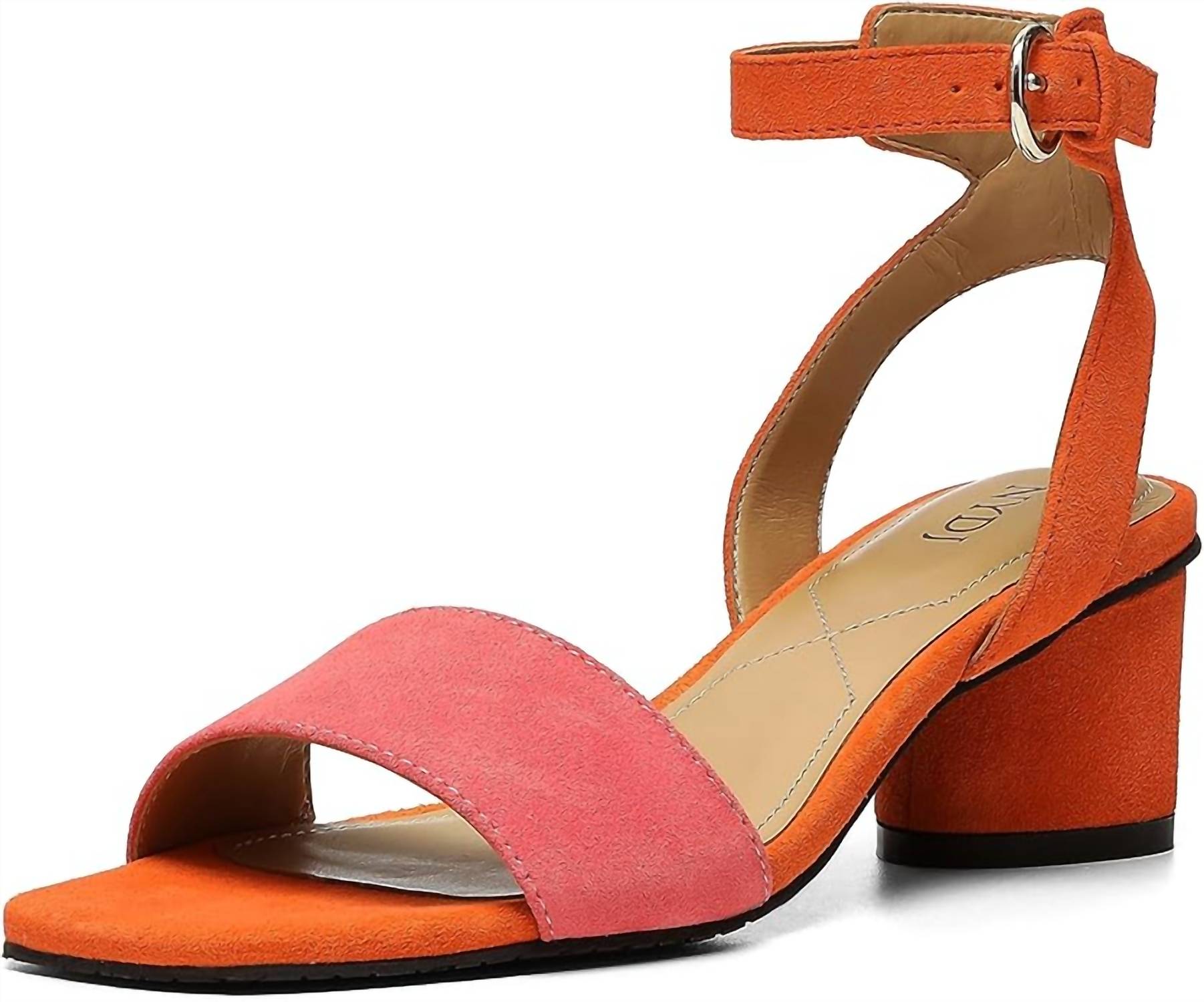 Женские босоножки на каблуке Georgia из замши цвета арбуза NYDJ, цвет watermelon suede
