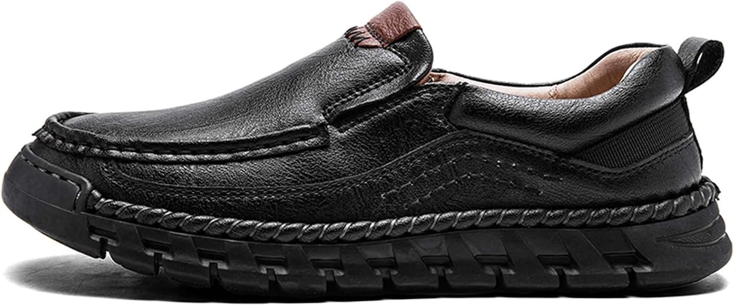 

Мужские лоферы на каждый день, кожаные туфли без шнурков для прогулок, походов и активного отдыха, удобные, дышащие, с противоскользящей подошвой Generic, черный