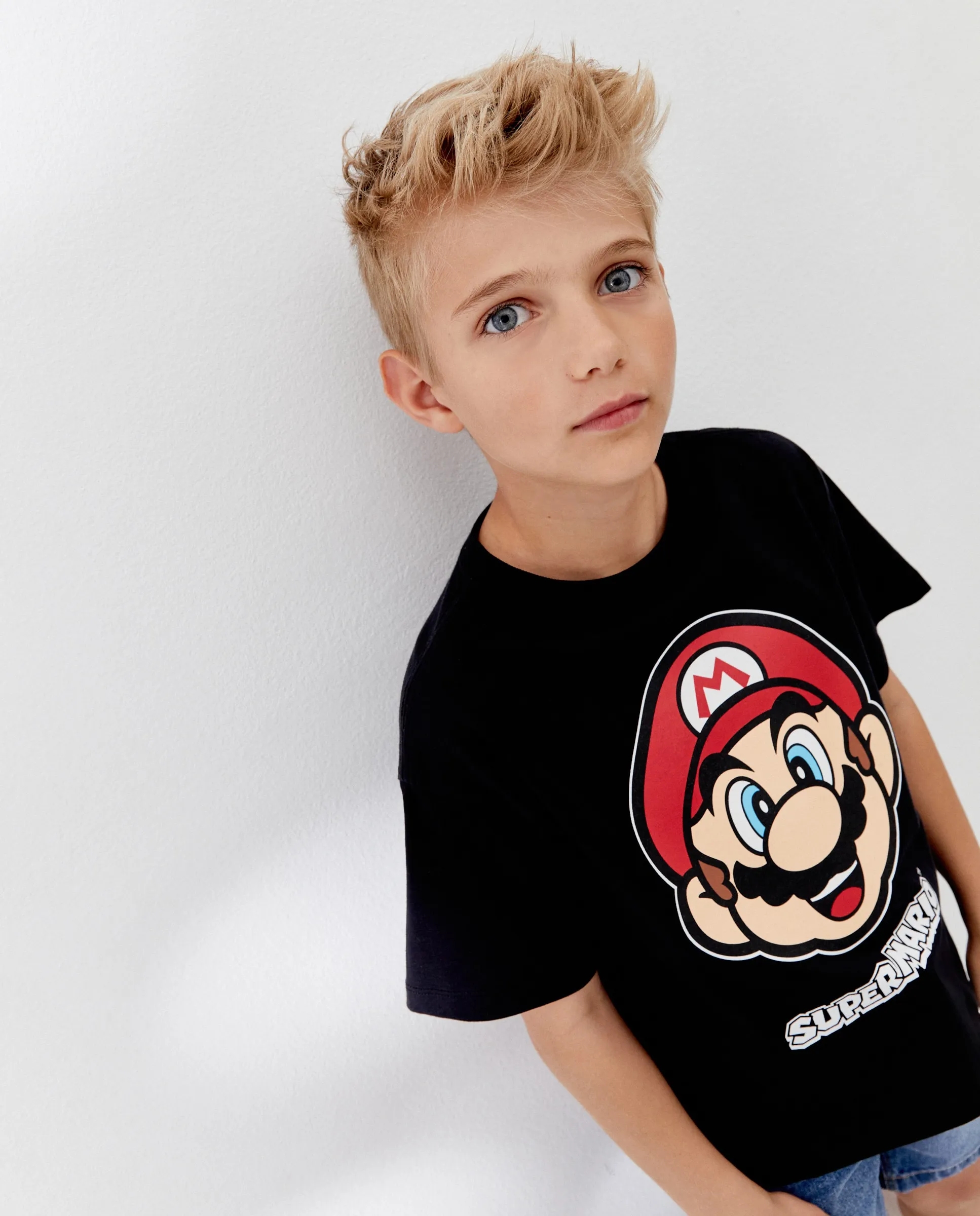 

Футболка с лицензией Mario Bros, детская, короткий рукав Kids El Corte Inglés, серый