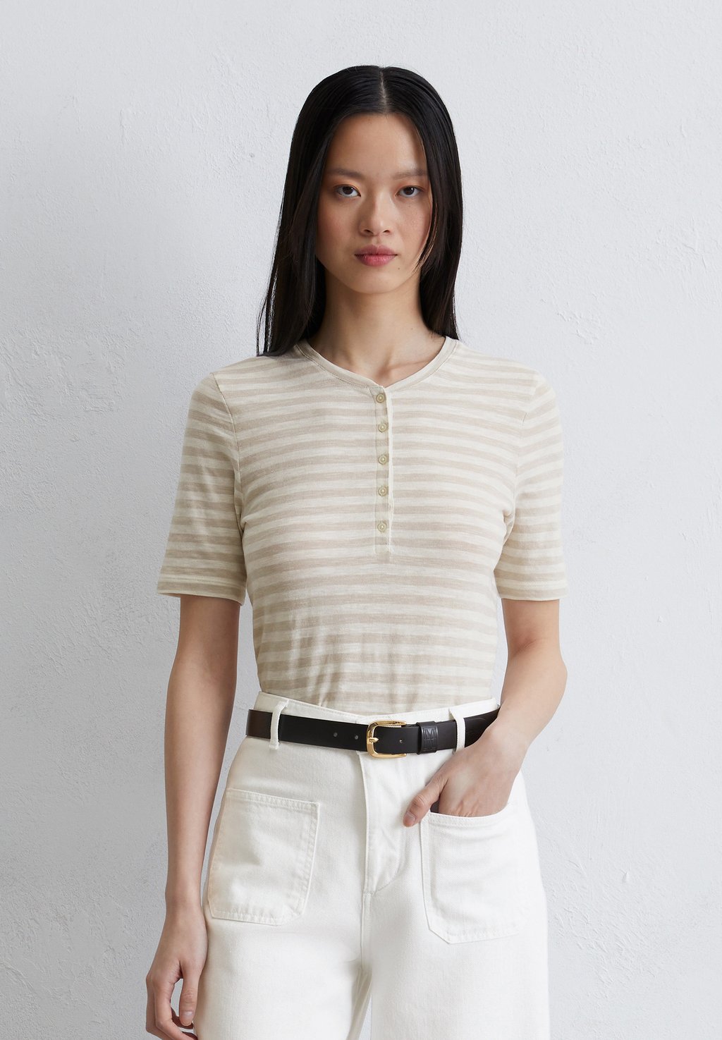 

Футболка с принтом HENLEY AUS SOFTEM RINGEL Marc O'Polo, коричневый