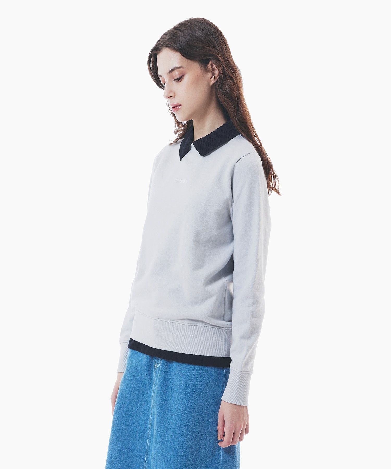 Толстовка LACOSTE с круглым вырезом и вышитым логотипом, светло-серая — фото 4