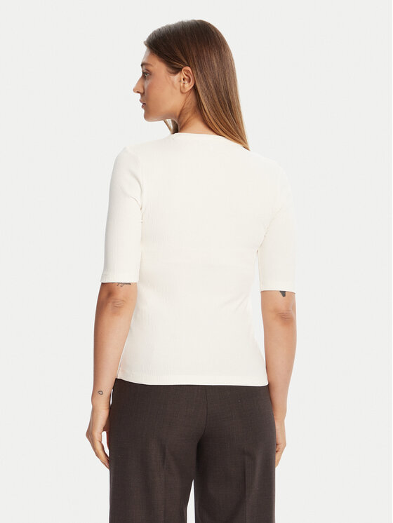 Блузка slim fit WW0WW47308 Tommy Hilfiger, экрю — фото 3