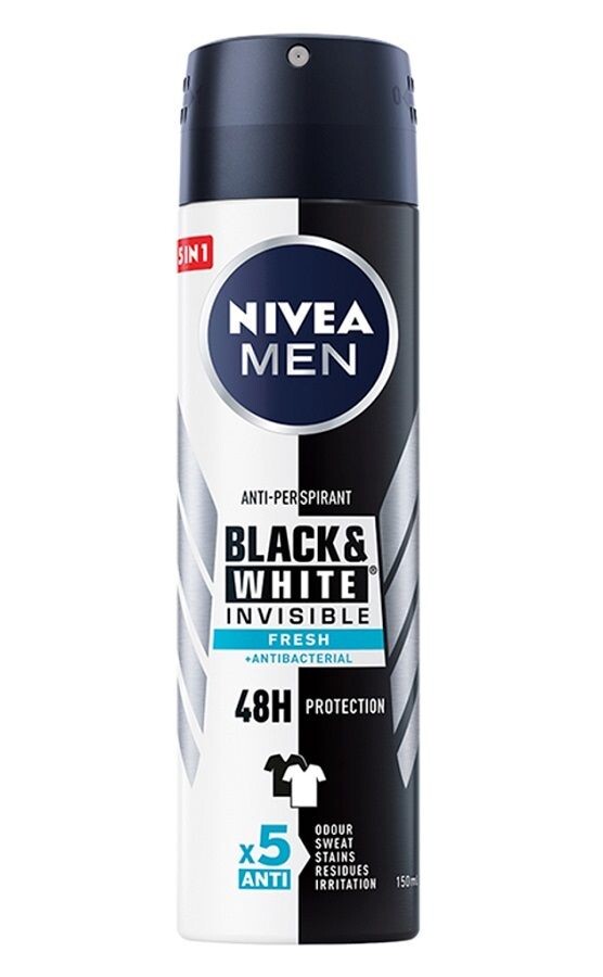 

Nivea Men Black&White Invisible Fresh антиперспирант для мужчин, 150 ml