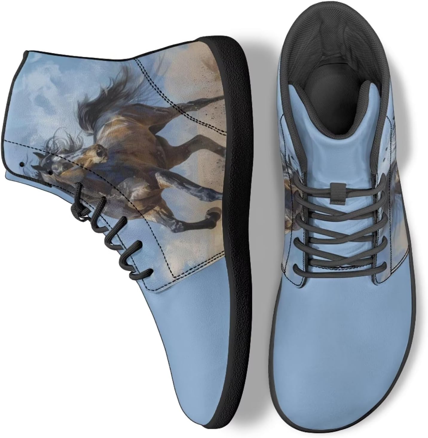 

Мужские и женские кроссовки для ходьбы из ПУ-кожи, с высоким голенищем, для путешествий, тренировок, бизнеса, походов и велоспорта Ecaestolph, черный/синий