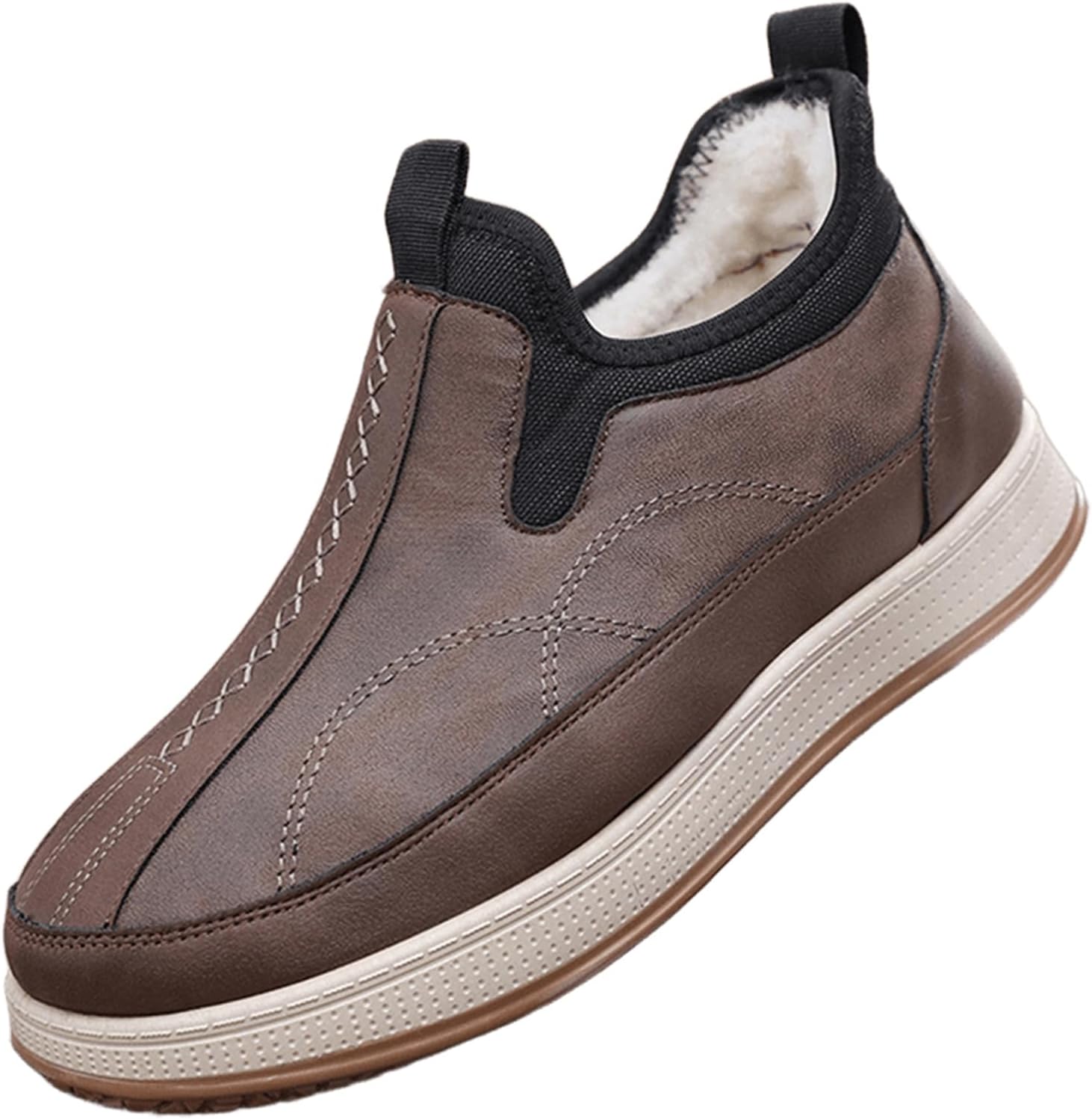 

Зимние мужские ботинки, водонепроницаемые, с удобной шнуровкой, с мехом, теплые мужские туфли, повседневные легкие ботильоны для ходьбы Generic, хаки